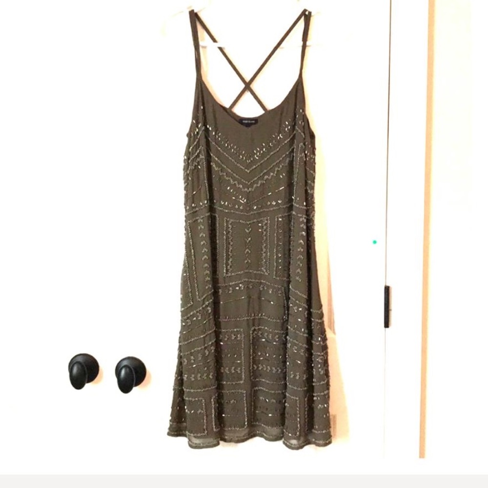 River Island Embellished fit & flare dress Green